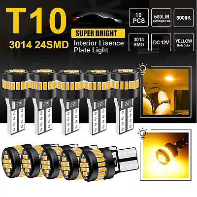 10X T10 194 168 2825 LED Licence Plate Side Marker Dome Light Bulbs Amber Yellow • $10.98