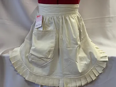 RETRO VINTAGE 50s STYLE HALF APRON / PINNY - CREAM • £19.99