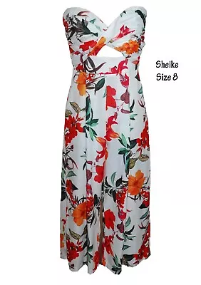 $50 • Buy SHEIKE - Classy White Floral Satin Jumpsuit - Au 8 ~ Excellent  Condition