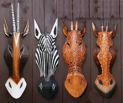 Wooden Zebra Giraffe Animal Head Home Wall Decoration 30cm Christmas Gift • £12.90