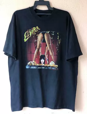 90s ELVIRA Mistress Of The Darkness Horror-Movie Black T Shirt • $13.99