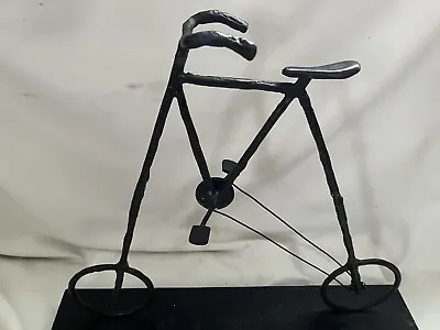 Pottery Barn Black Hammered Metal Bicycle Art Sculpture MCM Style 17 X14 X3  • $75.50