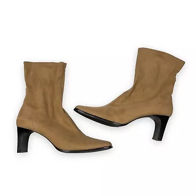Rampage Womens Tan Suede Farah Vintage Y2K Square Toe Boots Size 9.5 EUC • $19.99