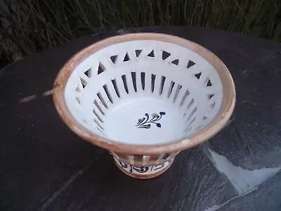 £6 • Buy Hand Crafted Floral Painted Pottery Pierced Basket Bowl ( Portuguese Tealight ?)