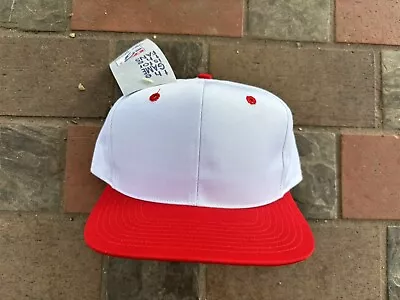 Vintage 90s BLANK New The Game Snapback Hat Cap Red / White Two Tone • $25