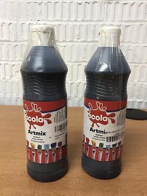 2 Scola Artmix 600ml Bottles Ready Mix Craft Poster Paint Black • £11.99
