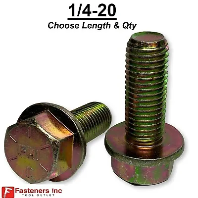$11.87 • Buy 1/4 -20 Grade 8 Flange Frame Bolt Yellow Zinc Plated (All Sizes & Qty's) 1/4 