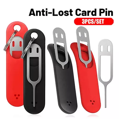 3x SIM Card Removal Needle Pin & Anti-lost Tray Eject Charm Keychain Split Rings • $2.12