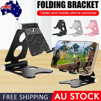 Universal Folding Aluminum Tablet Mount Holder Stand For IPad IPhone Samsung OZ • $9.55