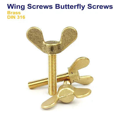 M5 - 5mm BUTTERFLY WING BOLTS NUTS THUMB SCREWS BRASS - DIN 316 • £2.19