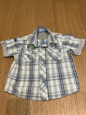 Matalan Blue And White Check Shirt Size 12-18 Months • £2.50