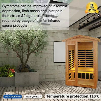 81'' 2 Person Infrared Hemlock Wood Ceramic FAR Heated Sauna Room SPA Backyard • $2498.99