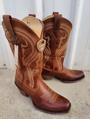 Ariat Lively Womens Sz 9 B Sassy Brown Leather Cowboy Square Toe 12  Boots • $142.49