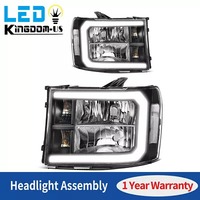 LED DRL Headlight For 2007-2013 GMC Sierra 1500 2500HD 3500HD Black Clear Lamps • $161.39