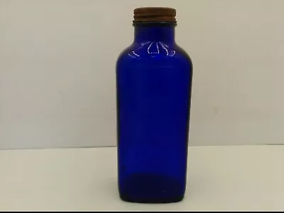 Vintage Cobalt Blue Bottle With Cap 7  Tall • $11.95