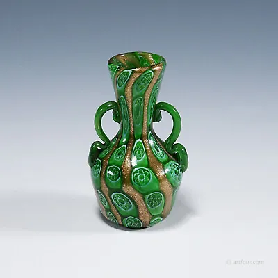 Antique Murrine Vase With Aventurine Fratelli Toso Murano Ca. 1920s • $675