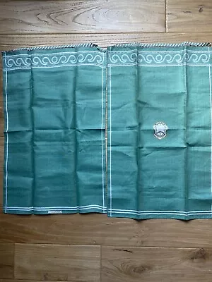 Two Vintage Green Linen Dish Towels • $36.99