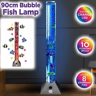 £44.95 • Buy 🔥Colour Changing LED Novelty Aquarium Sensory Bubble Fish Water Tube Floor Lamp