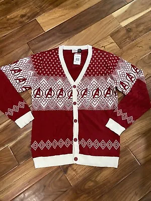 Marvel Avengers Logo Adult Knitted Pullover Cardigan Christmas Ugly Sweater Lg • $36.44