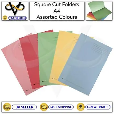 Square Cut Manilla Folders A4 Assorted Colours School/Office Filing Storage • £1.95