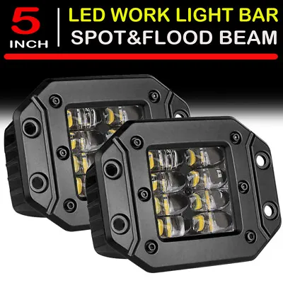 2X 5  300W Flush Mount LED Lights Pods Backup Reverse Rear Bumper Off Road 4WD • $23.74