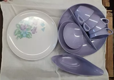  Vintage ROYALON MELMAC  Dinnerware  Violet/Lavender 14pc • $35