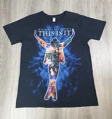 Michael Jackson MJ This Is It Tour Black Graphic Tee T-Shirt - Size Medium • £14.99