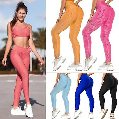 £8.99 • Buy Women's Anti-Cellulite Yoga Pants Honeycomb Tik Tok Leggings Bum Butt Sports Gym