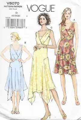 Women's Long Flowing Dress Asymmetrical Hem Sewing Pattern UNCUT 12-16 Summer • $10.95