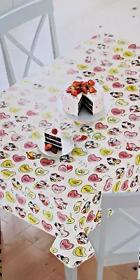 Disney Valentine's Day Vinyl Tablecloth ~ 60 X 84  Oblong Table Covering W Heart • $19.99