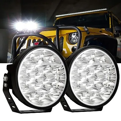 Pair LED Driving Lights 7 Inch Round Black Spot Beam Off Road Work Truck SUV UTV • $86.95