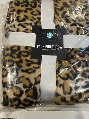 NEW Martha Stewart Collection Leopard Faux Fur Throw 50  X 60  Factory Sealed • $65