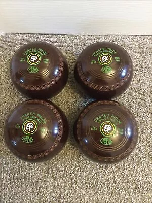 Drakes Pride Professional Lawn Bowls Size 4H Set Of 4 Brown • £60