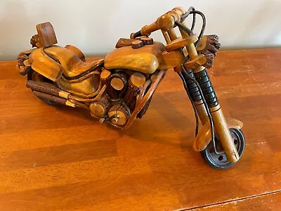 Decorative Collectible Hand Carved Wooden Sculpture Figurine Model Motorcycle • $29.95