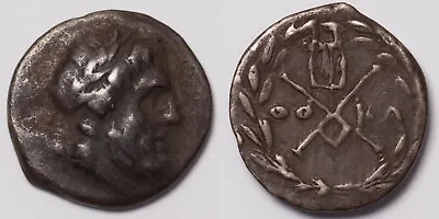 Ancient Greek Silver Coin Achaean League Megara Hemidrachm C. 175-168 BC Kithara • $180
