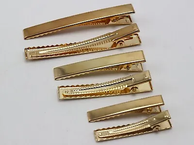 Craft DIY Golden Metal Pinch Alligator Strong Hair Clips Bows 46mm 60mm 80mm • £3.06