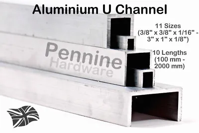 ALUMINIUM U CHANNEL 11 Sizes From UK Trade Metal Supplier Band Saw Cut • £5.35