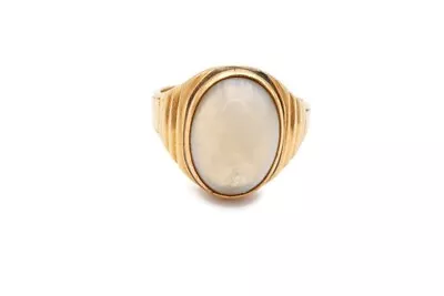 Vintage 14k Yellow Gold White Stone Mens Ring Size 8.25 • $449.99