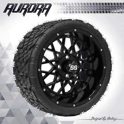 GOLF CART 14  BLACK 'VENOM' WHEELS/RIMS And 20  'AURORA' DOT A/T TIRES • $569