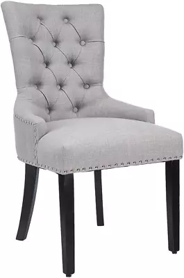 Modern Elegant Button-Tufted Upholstered Fabric With Nailhead Trim Dining Side C • $179.99