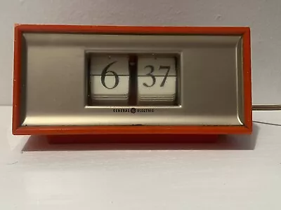 Vintage MCM General Electric GE Flip Clock 8114 Orange Tested Works Japan • $49.99