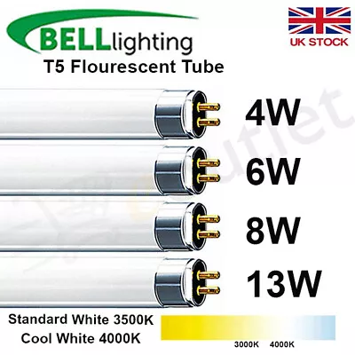 BELL T5 Fluorescent Tubes Strip Light Bulbs 4W 6W 8W 13W - Cool / Standard White • £7.99