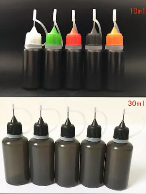 Wholesale 10ml 30ml Color Cap Needle Tip Empty Plastic LDPE Black Dropper Bottle • $3.79