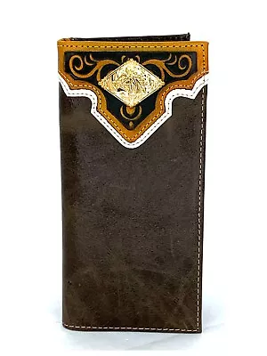 Western PU Leather Wallet Horse Concho Rodeo Bifold Checkbook Coffee 7.5Long • $14.99