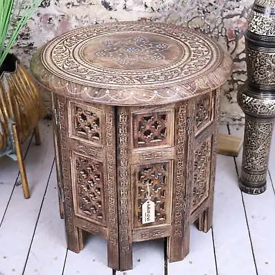 Zanskar Small Side Table With Aluminium Inlay Indien Mango Wood End Coffee • $286.83