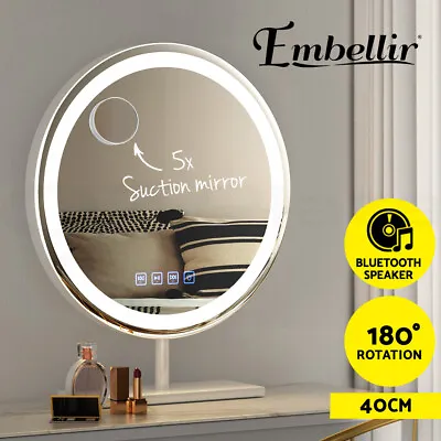 Embellir Bluetooth Makeup Mirror 40cm Hollywood With Light Vanity Dimmable Round • $59.95