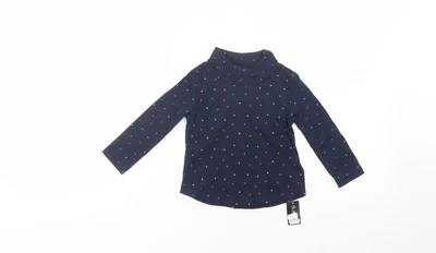 £4 • Buy Dunnes Stores Baby Blue Polka Dot Cotton Basic Blouse Size 9-12 Months Roll Neck