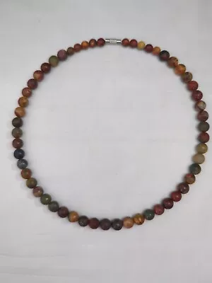 Gemstone Necklace Jasper Memory Wire Screw Clasp Choker Style 45cm (BR 47) • £10