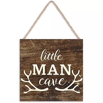 Little Man Cave Wood Sign Decor Home Vintage Little Man Cave Antlers Wood Pallet • $12.74