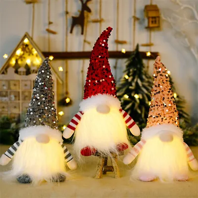 LED Light Up Christmas Gnome Xmas Decorations Home Decor Gonk Ornaments Gift UK • £7.51